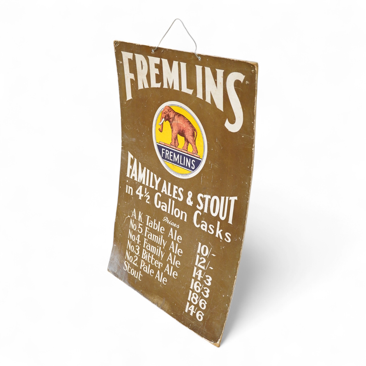 Breweriana, A Fremlins Advertising board c.1950, 75cm high